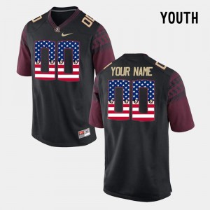 #00 Custom Florida State Youth Football US Flag Fashion College Jersey Black