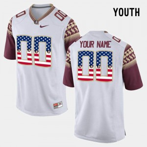#00 Custom Florida State Youth Football US Flag Fashion Official Jerseys White