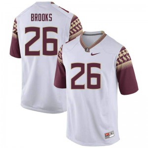 #26 Decalon Brooks Seminoles Men's Football Embroidery Jerseys White