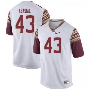 #43 Keoki Abasial FSU Seminoles Men's Football Embroidery Jersey White