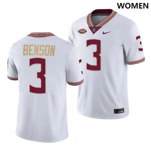 #3 Trey Benson Florida State Seminoles Women's Nike NIL College Football Jersey White