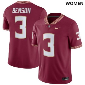#3 Trey Benson Seminoles Women's Nike NIL Stitch Jerseys Garnet
