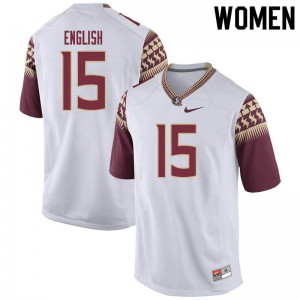 #15 Gino English Florida State Seminoles Women's Football Player Jerseys White