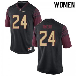 #24 Cedric Vincent Seminoles Women's Football Stitch Jerseys Black