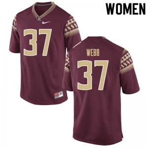 #37 Raekwon Webb Seminoles Women's Football Stitch Jersey Garnet