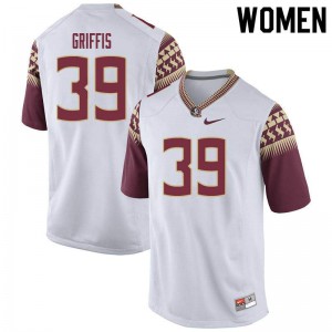 #39 Josh Griffis Florida State Seminoles Women's Football Stitch Jersey White