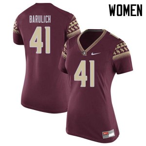 #41 Michael Barulich FSU Seminoles Women's Football NCAA Jersey Garnet