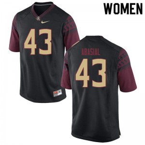 #43 Keoki Abasial FSU Seminoles Women's Football Embroidery Jerseys Black