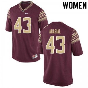 #43 Keoki Abasial Florida State Women's Football Stitch Jerseys Garnet