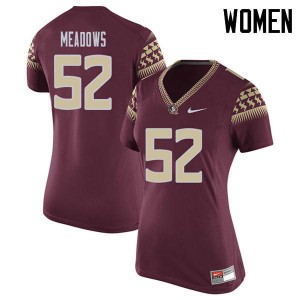 #52 Christian Meadows Seminoles Women's Football University Jersey Garnet