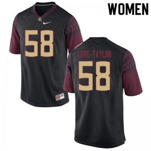 #58 Devontay Love-Taylor Florida State Seminoles Women's Football Embroidery Jerseys Black