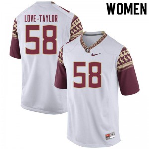 #58 Devontay Love-Taylor Florida State Seminoles Women's Football Official Jersey White
