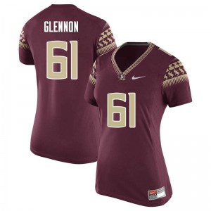 #61 Grant Glennon Seminoles Women's Football Official Jersey Garnet