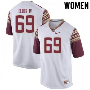 #69 Robert Elder IV Seminoles Women's Football College Jerseys White