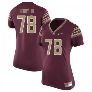 #78 Ira Henry III Florida State Women's Football Stitched Jersey Garnet
