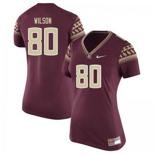#80 Ontaria Wilson Seminoles Women's Football Embroidery Jerseys Garnet