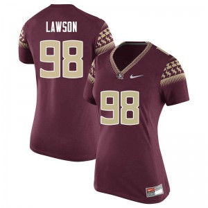 #98 Tre Lawson FSU Seminoles Women's Football Embroidery Jerseys Garnet