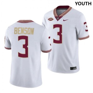 #3 Trey Benson FSU Youth Nike NIL Stitched Jersey White