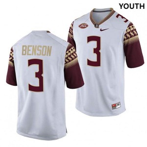 #3 Trey Benson Florida State Seminoles Youth College Football Jersey White