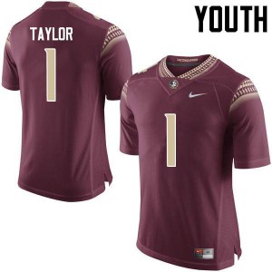#1 Levonta Taylor Florida State Seminoles Youth Football Embroidery Jersey Garnet
