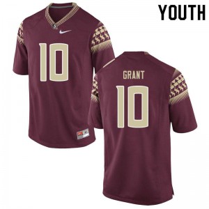 #10 Anthony Grant FSU Seminoles Youth Football Embroidery Jersey Garnet