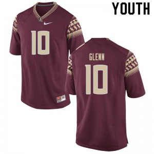 #10 Kevon Glenn Seminoles Youth Football Embroidery Jerseys Garnet