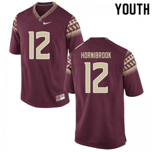 #12 Alex Hornibrook FSU Youth Football Embroidery Jersey Garnet