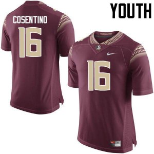 #16 J.J. Cosentino Seminoles Youth Football Stitch Jersey Garnet