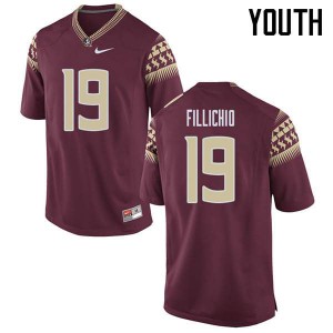 #19 Beau Fillichio FSU Youth Football Stitch Jersey Garnet