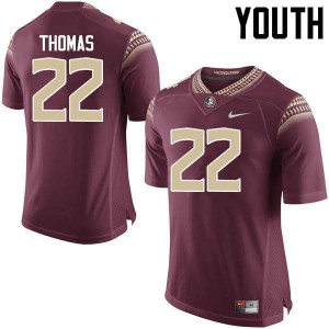 #22 Adonis Thomas Florida State Seminoles Youth Football College Jerseys Garnet