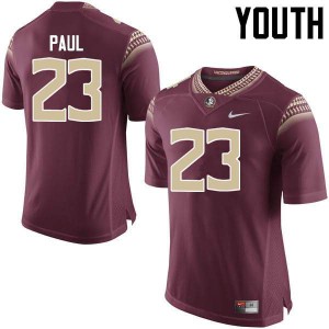 #23 Herbans Paul Seminoles Youth Football Embroidery Jerseys Garnet