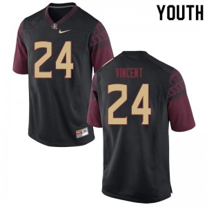 #24 Cedric Vincent Florida State Seminoles Youth Football Embroidery Jerseys Black