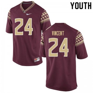#24 Cedric Vincent Seminoles Youth Football Stitch Jerseys Garnet