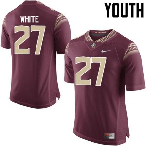 #27 Marquez White Florida State Youth Football Stitched Jersey Garnet