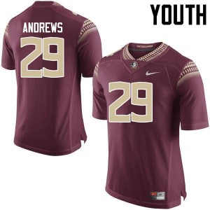 #29 Nate Andrews Seminoles Youth Football Embroidery Jerseys Garnet