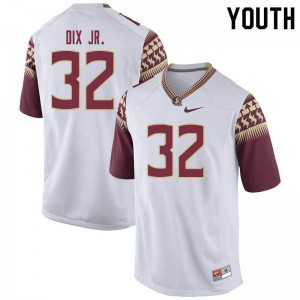 #32 Stephen Dix Jr. Seminoles Youth Football College Jersey White