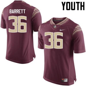 #36 Brandon Barrett FSU Seminoles Youth Football High School Jersey Garnet