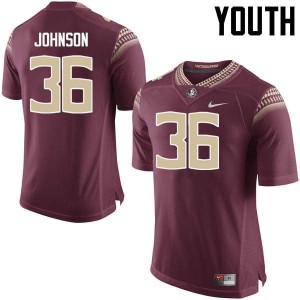 #36 Eric Johnson Seminoles Youth Football Stitch Jerseys Garnet