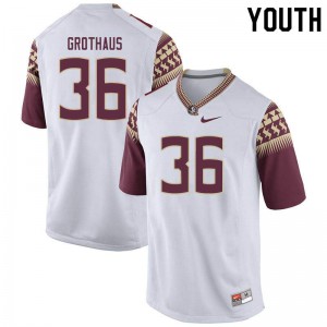 #36 Parker Grothaus FSU Youth Football College Jersey White