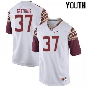 #37 Parker Grothaus Florida State Youth Football College Jerseys White