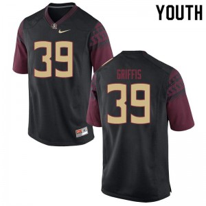 #39 Josh Griffis Seminoles Youth Football Stitched Jerseys Black