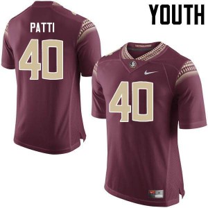 #40 Nick Patti Florida State Seminoles Youth Football University Jersey Garnet