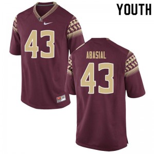 #43 Keoki Abasial Seminoles Youth Football High School Jersey Garnet