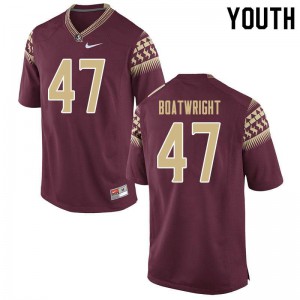 #47 Carter Boatwright FSU Youth Football Embroidery Jerseys Garnet