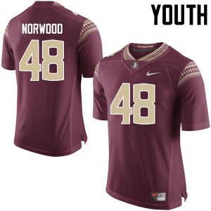 #48 Vernon Norwood FSU Seminoles Youth Football High School Jersey Garnet