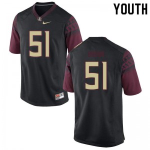 #51 Josh Brown Florida State Seminoles Youth Football Embroidery Jersey Black