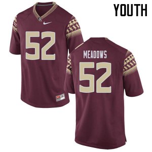 #52 Christian Meadows Seminoles Youth Football Embroidery Jerseys Garnet