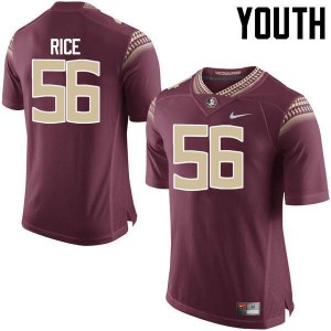 #56 Emmett Rice FSU Youth Football University Jersey Garnet