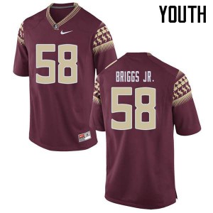 #58 Dennis Briggs Jr. Florida State Seminoles Youth Football Embroidery Jersey Garnet