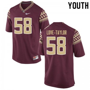 #58 Devontay Love-Taylor Florida State Seminoles Youth Football University Jerseys Garnet